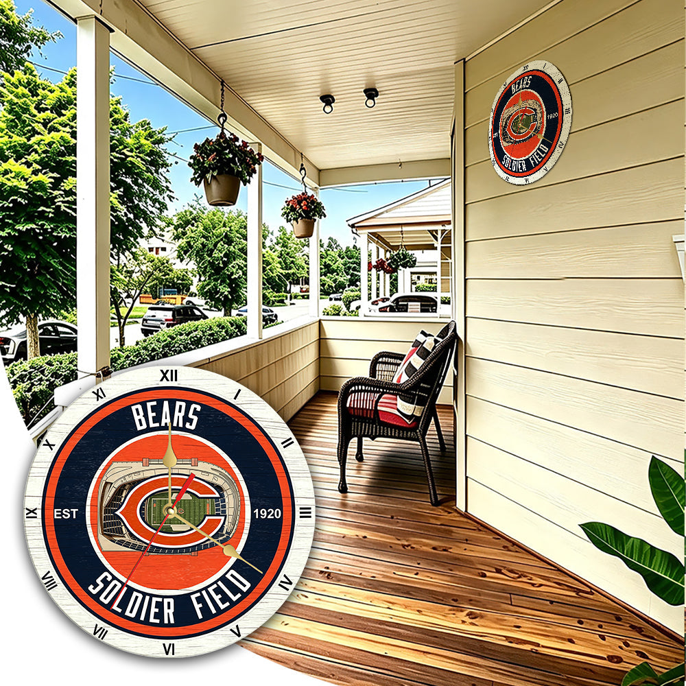 Personalized Custom Chicago Bears Wooden Wall Clock