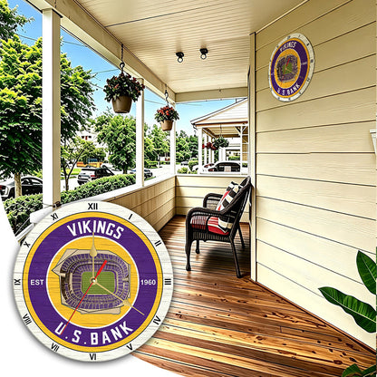 Personalized Custom Minnesota-Vikings Wooden Wall Clock