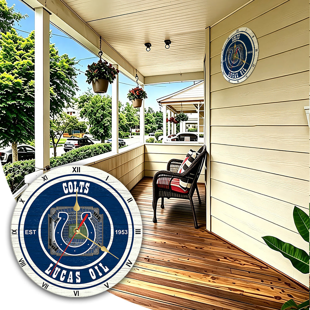 Personalized Custom Indianapolis-Colts Wooden Wall Clock