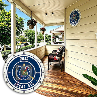 Personalized Custom Indianapolis-Colts Wooden Wall Clock