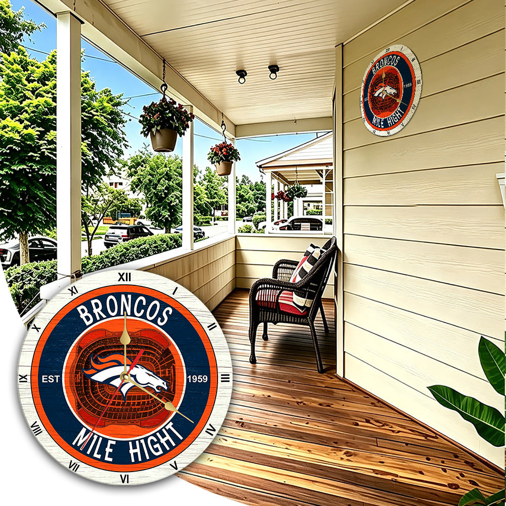 Personalized Custom Denver-Broncos Wooden Wall Clock