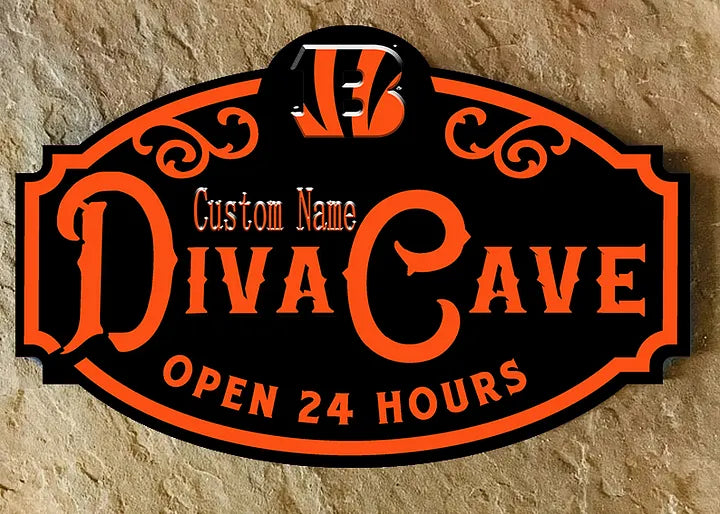 Custom Name Cincinnati Bengals Man Cave&Diva Cave Sign