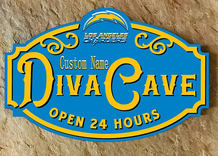 Custom Name Los Angeles Chargers Man Cave&Diva Cave Sign