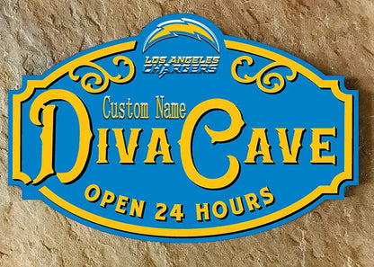 Custom Name Los Angeles Chargers Man Cave&Diva Cave Sign