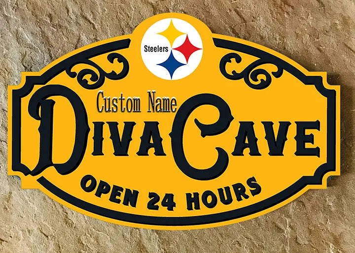 Custom Name Pittsburgh Steelers Man Cave&Diva Cave Sign
