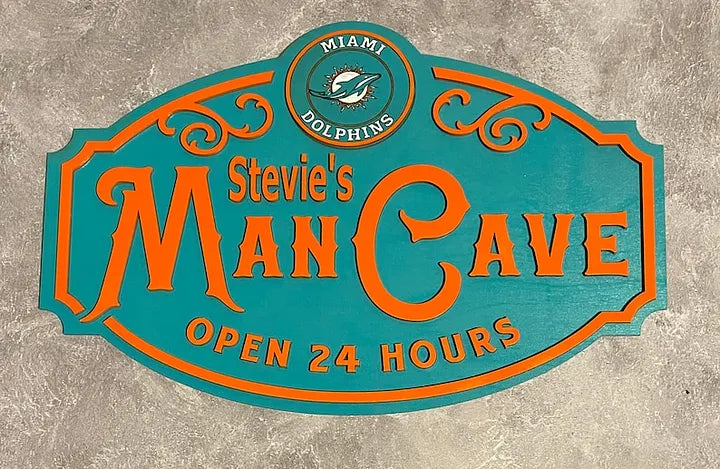 Custom Name Miami Dolphins Man Cave&Diva Cave Sign