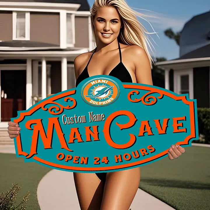 Custom Name Miami Dolphins Man Cave&Diva Cave Sign