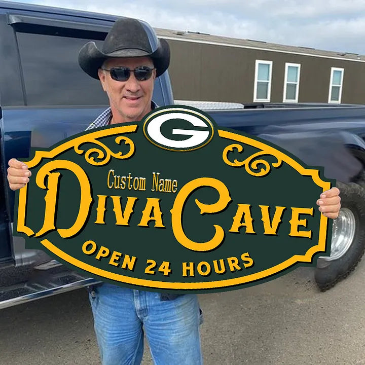 Custom Name Green Bay Packers Man Cave&Diva Cave Sign