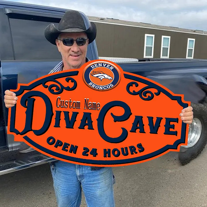 Custom Name Denver Broncos Man Cave&Diva Cave Sign