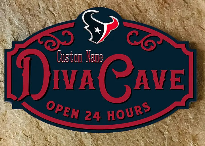 Custom Name Houston Texans Man Cave&Diva Cave Sign