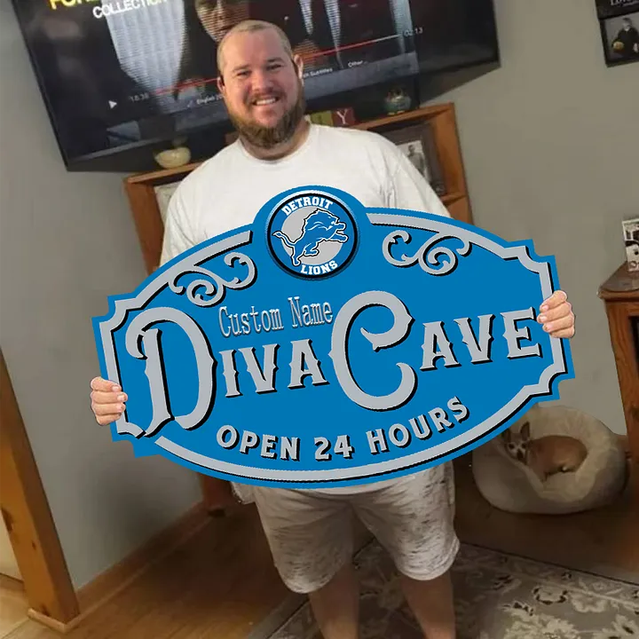 Custom Name Detroit Lions Man Cave&Diva Cave Sign