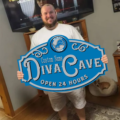 Custom Name Detroit Lions Man Cave&Diva Cave Sign