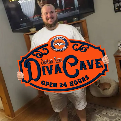 Custom Name Denver Broncos Man Cave&Diva Cave Sign