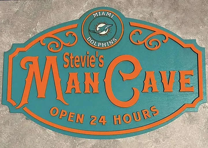 Custom Name Miami Dolphins Man Cave&Diva Cave Sign