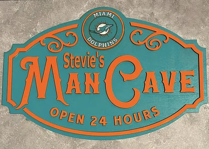 Custom Name Miami Dolphins Man Cave&Diva Cave Sign