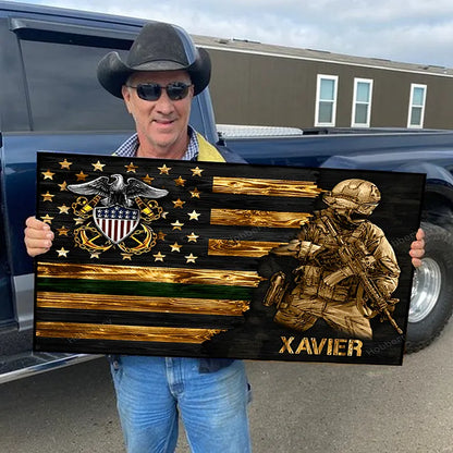 Personalized Wood Military Flag Board