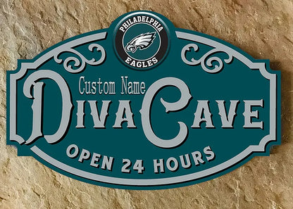 Custom Name Philadelphia Eagles Cave Sign