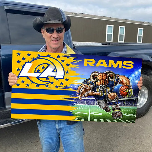 Los Angeles Rams Mascot Wood Flag