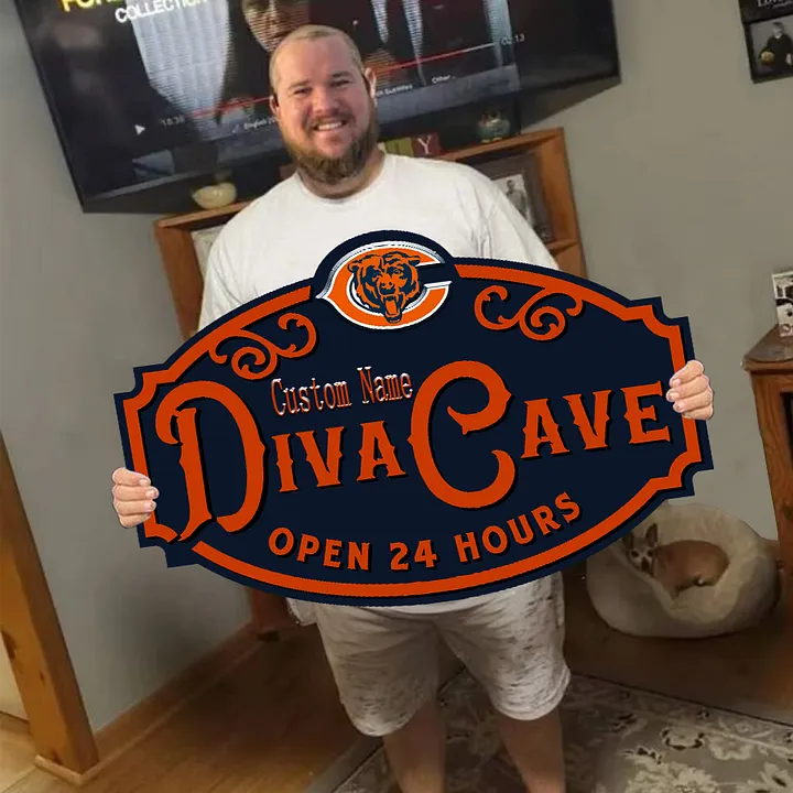 Custom Name Chicago Bears Man Cave&Diva Cave Sign