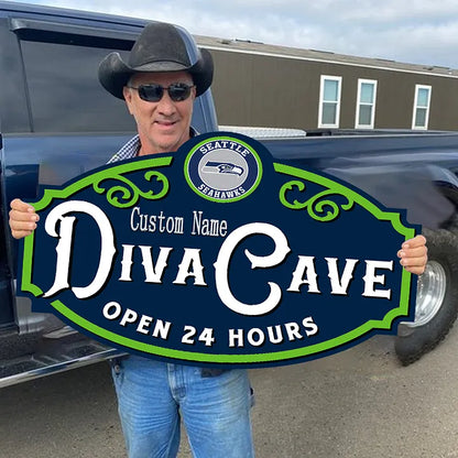 Custom Name Seattle Seahawks Man Cave&Diva Cave Sign