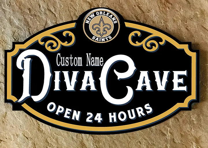 Custom Name New Orleans Saints Man Cave&Diva Cave Sign