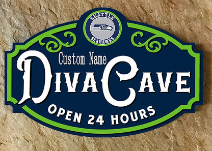 Custom Name Seattle Seahawks Man Cave&Diva Cave Sign