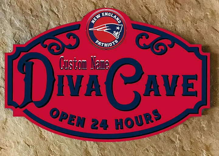 Custom Name New England Patriots Man Cave&Diva Cave Sign