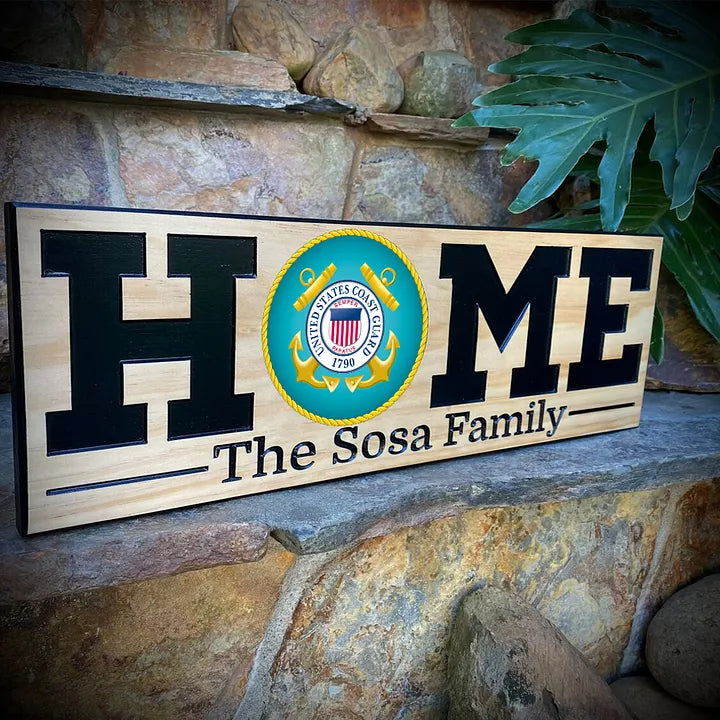 Military Custom Carved Personalized Name Family Wood Sign