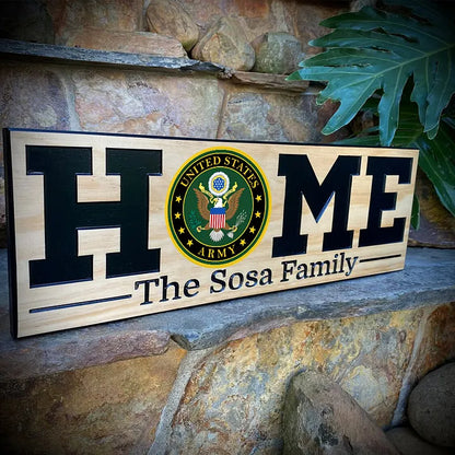 Military Custom Carved Personalized Name Family Wood Sign