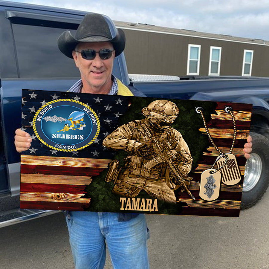 Personalized Wood Military Soldier Flag Board