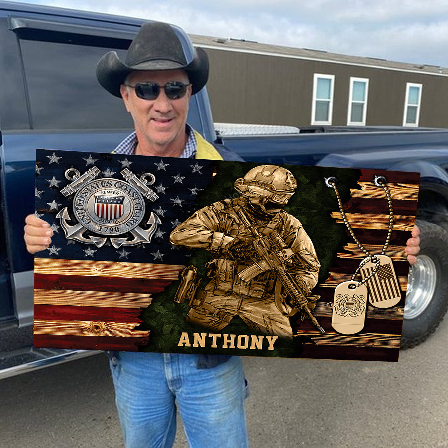 Personalized Wood Military Soldier Flag Board