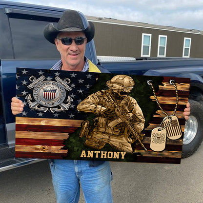 Personalized Wood Military Soldier Flag Board