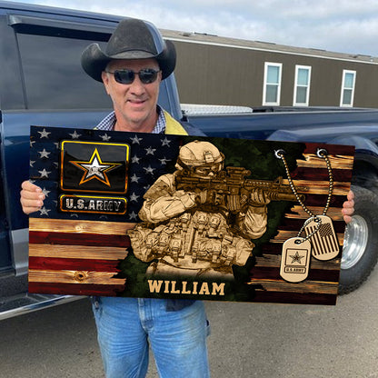 Personalized Wood Military Soldier Flag Board
