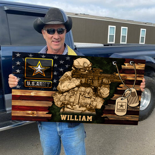 Personalized Wood Military Soldier Flag Board